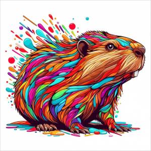 Абстракт бобер многоцветные краски цветные рисунки векторная иллюстрация на белом фоне