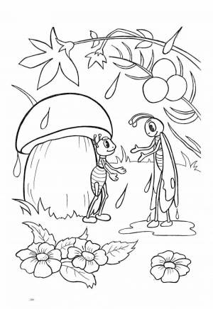 Раскраски Стрекоза и муравей