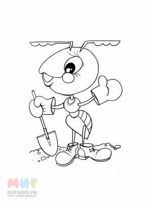 Раскраска Муравей бежит с бревном веселей