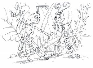 Стрекоза и муравей раскраска