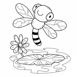 Алфавит раскраски животных изолирован на белом фоне векторная мультяшная стрекоза