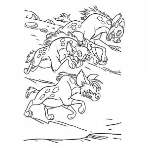 Раскраска Три гиены