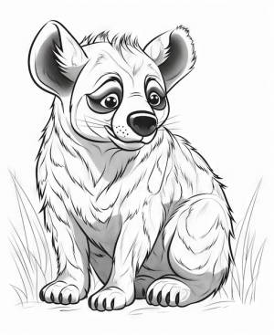 Раскраска для детей гиена в мультфильном стиль толстые линии, низкая детализация, нет