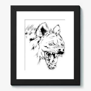 Картина «Оскаленная морда гиены, нарисованная от руки»