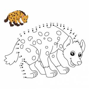Точка за точкой гиена раскраска для детей