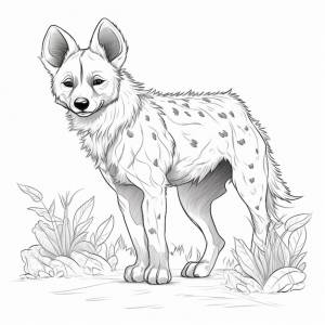 Рисунок гиены, стоящей в траве, генеративный искусственный интеллект