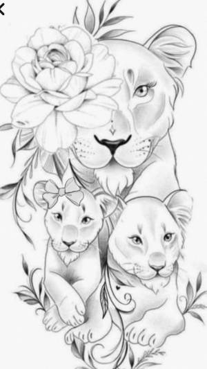 Львица рисунок для детей