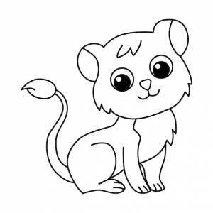 Милый лев мультяшный вектор иллюстрации страницы раскраски для детей книжка- раскраска