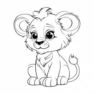 Милый мультяшный лев раскраска для детей векторная иллюстрация