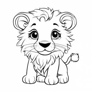 Лев-раскраска для детей