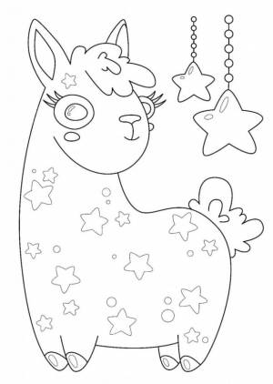 Раскраска Лама и звезды