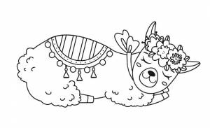 Раскраска Спящая лама