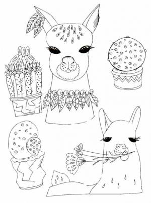 Раскраска Милая лама