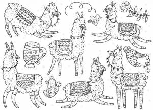 Раскраска Милые ламы