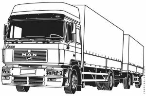 Раскраска камаз с прицепом