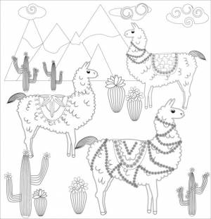Раскраска страницы мультфильма ламы иллюстрации книжка-раскраска для детей