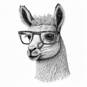 Рисунок ламы в очках с надписью лама