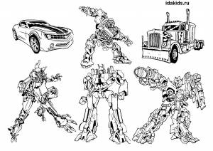 Раскраска Трансформеры роботы для мальчиков