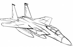 Раскраски Самолёт, Раскраска Военный самолет самолеты