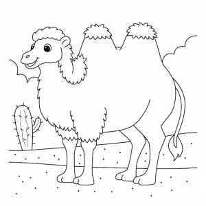 Página para colorear de animales camello bactriano para niños