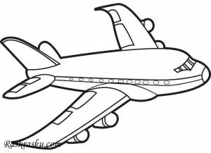 Раскраски самолет, Раскраска Пассажирский самолет в небе самолеты
