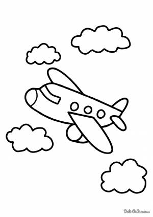 Раскраска Самолёт летит в облаках