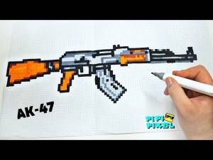 НАСТОЯЩИЙ АК-47 АВТОМАТ КАЛАШНИКОВА ! РИСУНКИ ПО КЛЕТОЧКАМ ! PIXEL ART AK-47 Kalashnikov