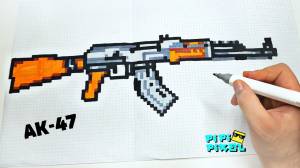 НАСТОЯЩИЙ АК-47 АВТОМАТ КАЛАШНИКОВА ! РИСУНКИ ПО КЛЕТОЧКАМ ! PIXEL ART AK-47 Kalashnikov