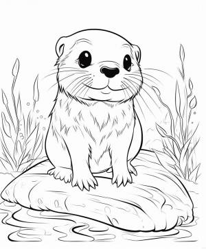 Раскраска Выдра для детей 3, 4, 5, 6, 7, 8 лет