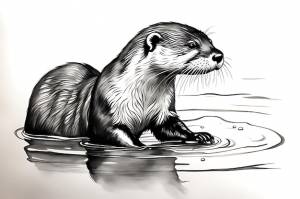 Раскраска выдра карандашный набросок для печати