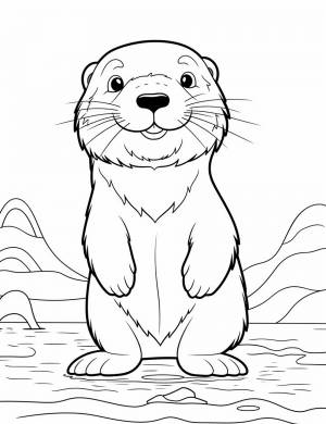 Раскраска Выдра для детей 3, 4, 5, 6, 7, 8 лет