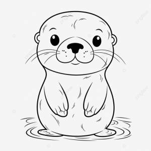 рисунок раскраска маленькая морская выдра для детей вектор PNG , рисунок крыла, морской рисунок, рисунок кольца PNG картинки и пнг рисунок для й загрузки