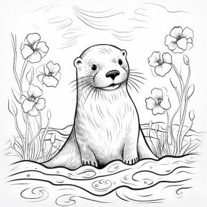 Черно-белая раскраска выдры