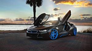 Картина на холсте от All Les BMW i8 автообои закат car на подрамнике