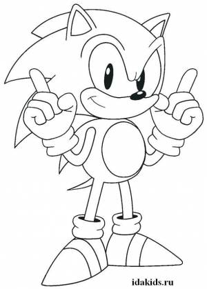 Раскраска Sonic Boom Соник пальцы вверх