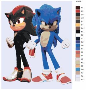 Картина по номерам W-419 Персонаж видеоигр, фильмов и комиксов Sonic