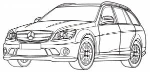 Раскраска Mercedes C63 AMG