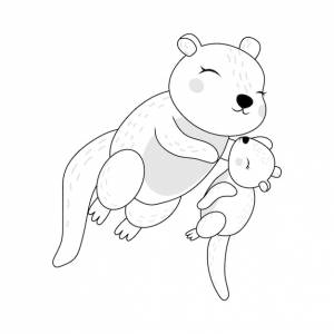 Черно-белые выдры в милом мультяшном стиле