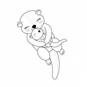 раскраски выдры в милом мультяшном стиле