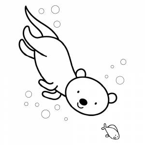 Раскраска Выдра гонится за рыбкой