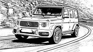 Раскраска Mercedes G Class едет
