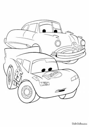 Раскраска Молния МакКуин и Док Хадсон