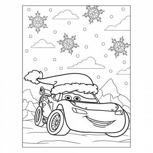 Раскраска Молния Маккуин на Новый год