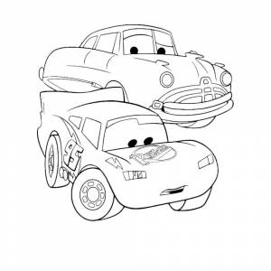 Раскраска Молния МакКуин и Док Хадсон