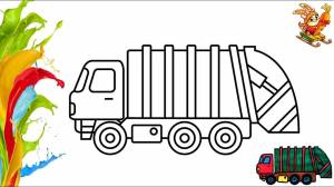 Coloring pages for kids GARBAGE TRUCK