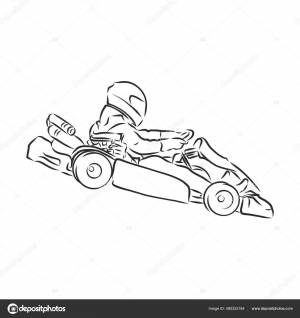 Эскиз Картинга Спорта Активного Образа Жизни Ручной Рисунок Белом Фоне Векторное изображение ©Elalalala