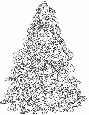Раскраска Новогодняя елочка антистресс