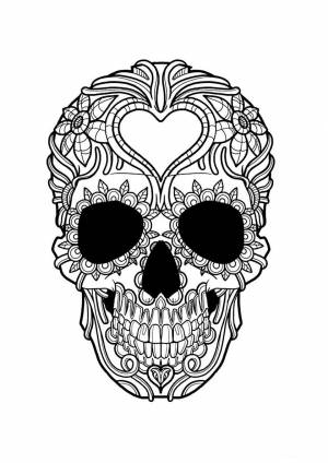 Раскраска Череп с росписью антистресс