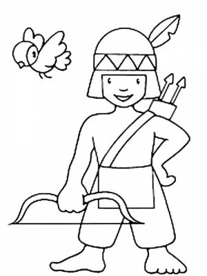 Раскраска Индеец  листе  онлайн