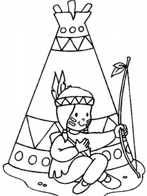 Картинка Индеец раскраска на листе  для девочек